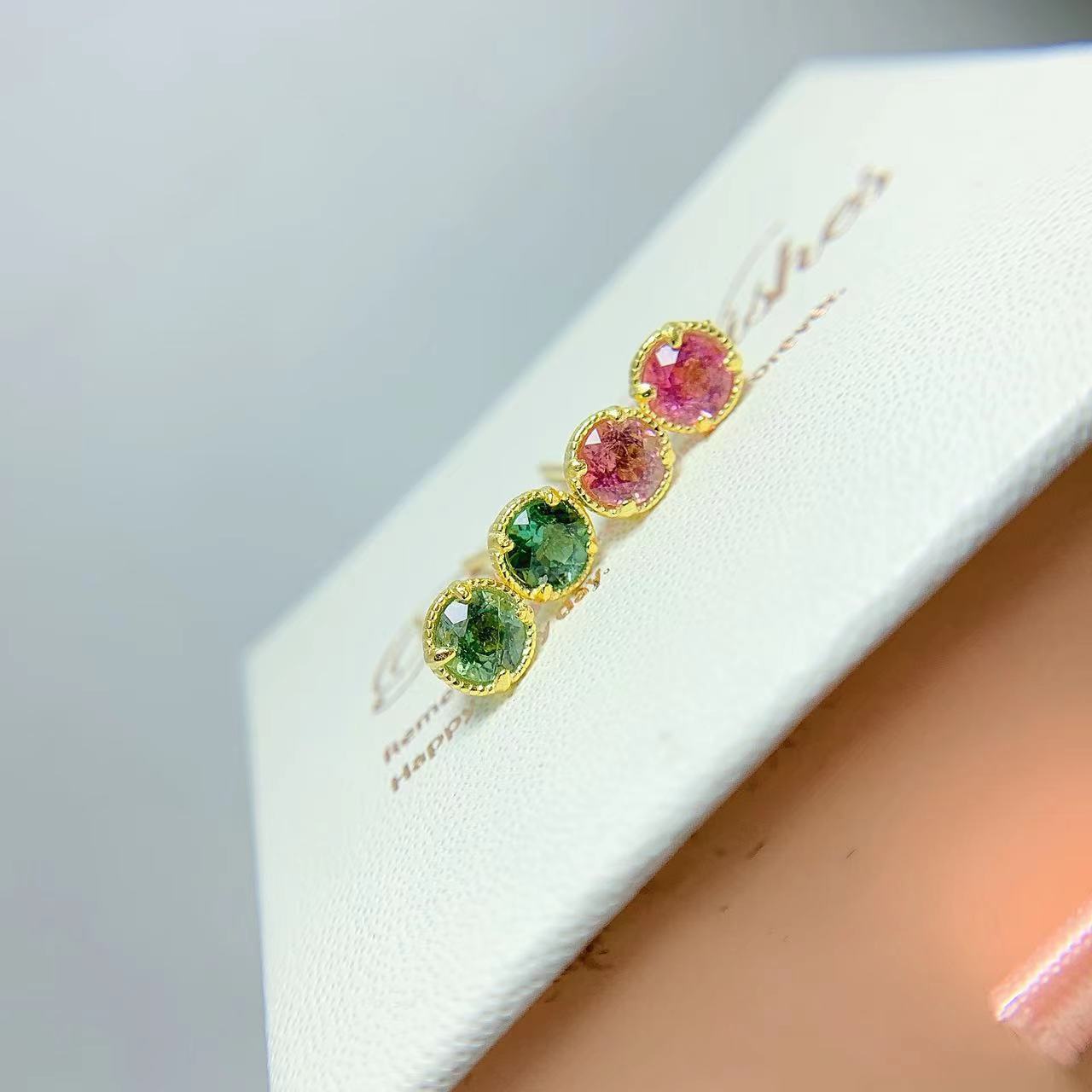 Natural Tourmaline Stud Earrings Candy Color 925 Silver Inlaid Ear Studs-Jewearrings