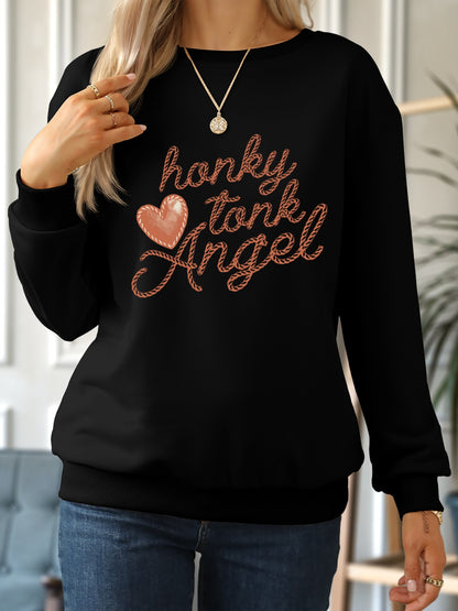 HONKY TONK ANGEL Round Neck Dropped Shoulder Sweatshirt-Jewearrings