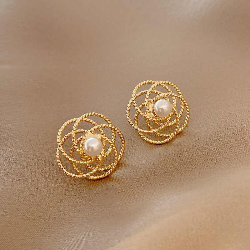 Women's Retro Simple Matte Gold Metal Earrings-Jewearrings