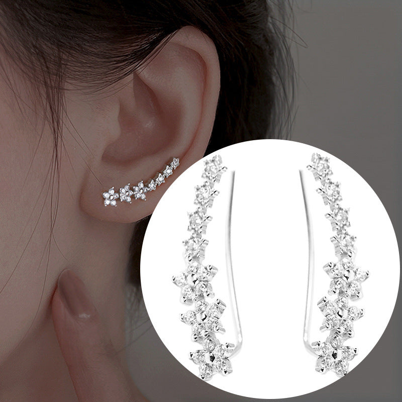 Women's Rhinestone Zircon Flower Stud Earrings-Jewearrings