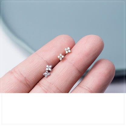 Women's Korean Style Silver Flower Earrings-Jewearrings