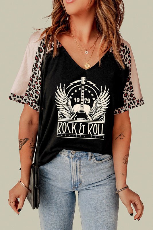 1979 ROCK & ROLL AMERICAN TOUR Graphic V-Neck Tee-Jewearrings