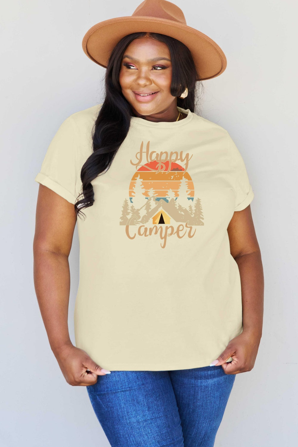 Simply Love Full Size HAPPY CAMPER Graphic T-Shirt-Jewearrings