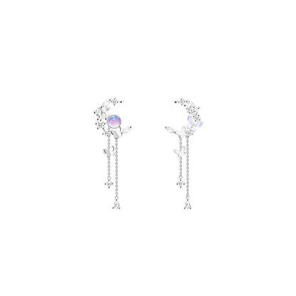 Silver Needle Butterfly Tassel Earrings Women's Luxury Sense-Jewearrings