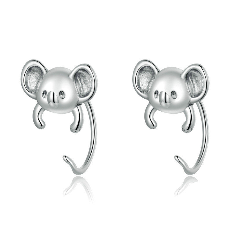 Mini Koala Earrings Cute Animal 925 Silver Stud-Jewearrings