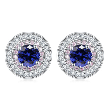 Sterling Silver Round Micro Set Zircon Earrings-Jewearrings