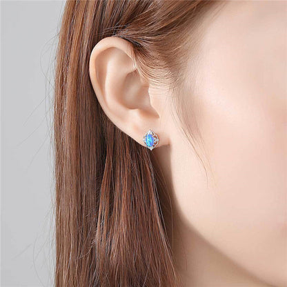 Fashion Korean Style 925 Silver Opal Earrings-Jewearrings