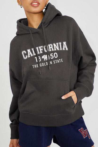 Simply Love Simply Love Full Size CALIFORNIA 1850 THE GOLDEN STATE Graphic Hoodie-Jewearrings