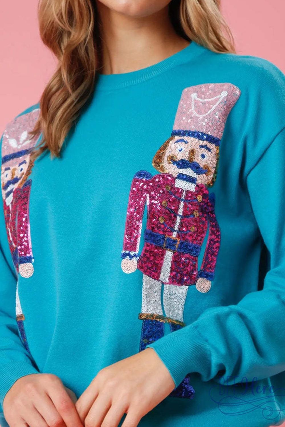 Nutcracker Sequin Round Neck Dropped Shoulder Sweatshirt-Jewearrings