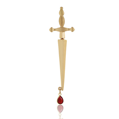 Trendy Hip Hop Red Water Drop Cross Earrings-Jewearrings