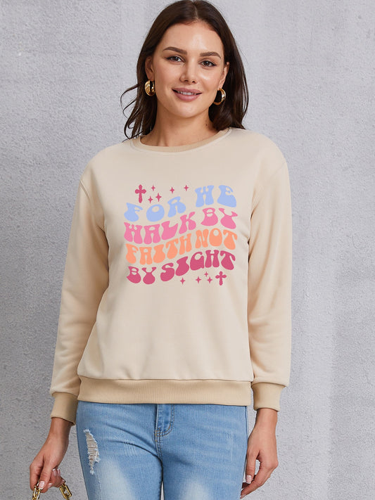 FOR WE WALK BY FAITH NOT BY SIGHT Round Neck Sweatshirt-Jewearrings