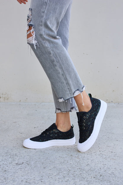 Forever Link Sequin Lace-Up Platform Sneakers-Jewearrings