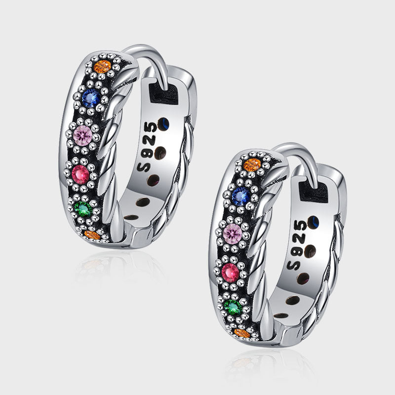 S925 Sterling Silver Color Zirconium Woven Earrings-Jewearrings