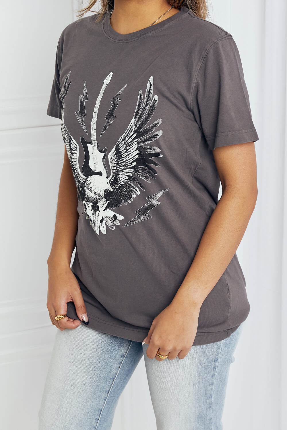 mineB Full Size Eagle Graphic Tee Shirt-Jewearrings