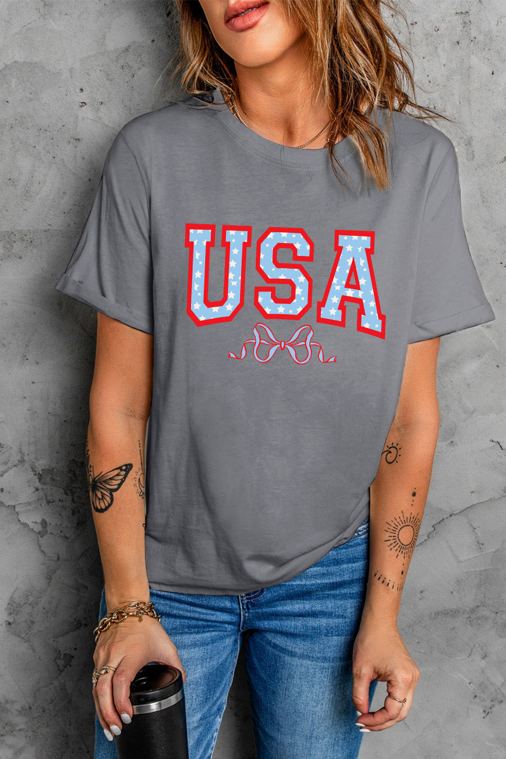 USA Round Neck Short Sleeve T-Shirt-Jewearrings