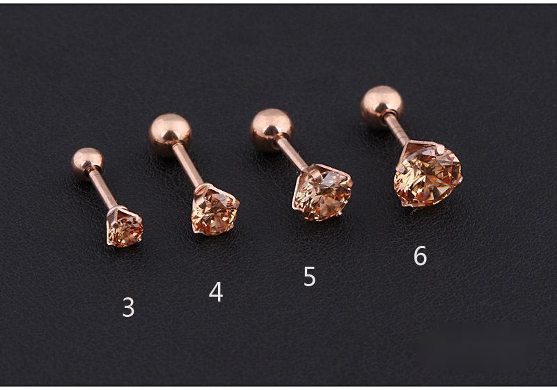 4 Prong Crystal Diamond Zircon Stud Earrings-Jewearrings