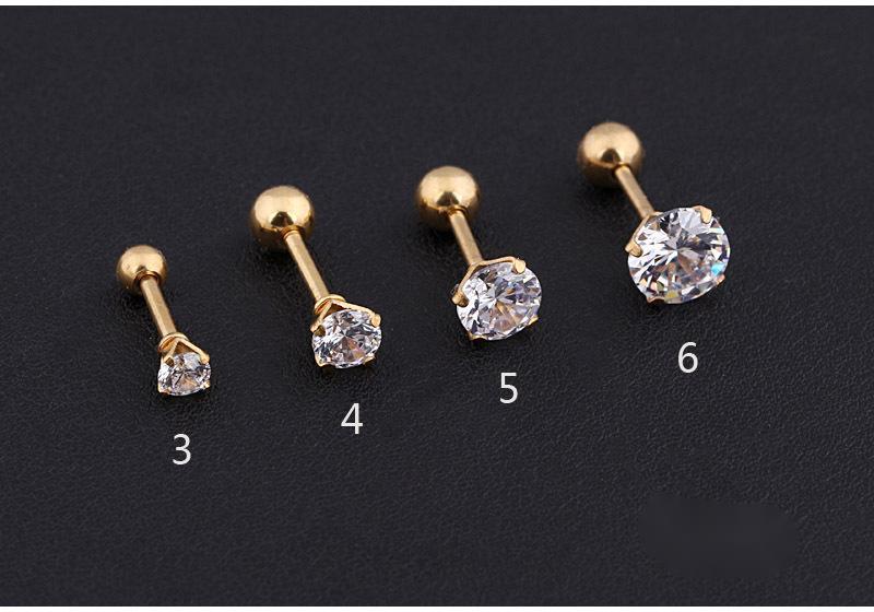 4 Prong Crystal Diamond Zircon Stud Earrings-Jewearrings