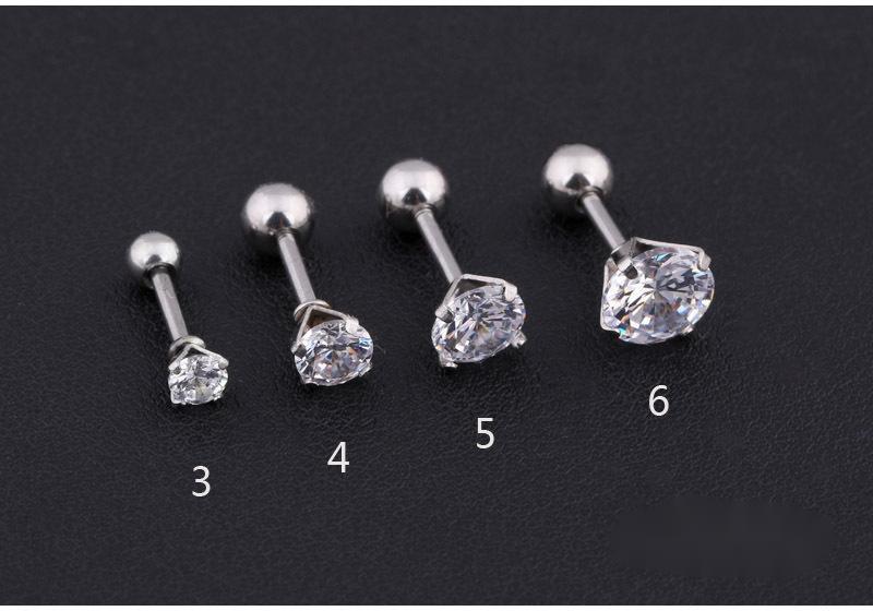 4 Prong Crystal Diamond Zircon Stud Earrings-Jewearrings