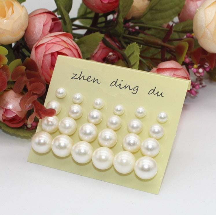 Size pearl row sitting earrings 12 pairs of plates pearl jewelry-Jewearrings