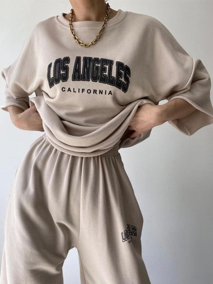 LOS ANGELES CALIFORNIA Graphic Sweatshirt and Sweatpants Set-Jewearrings