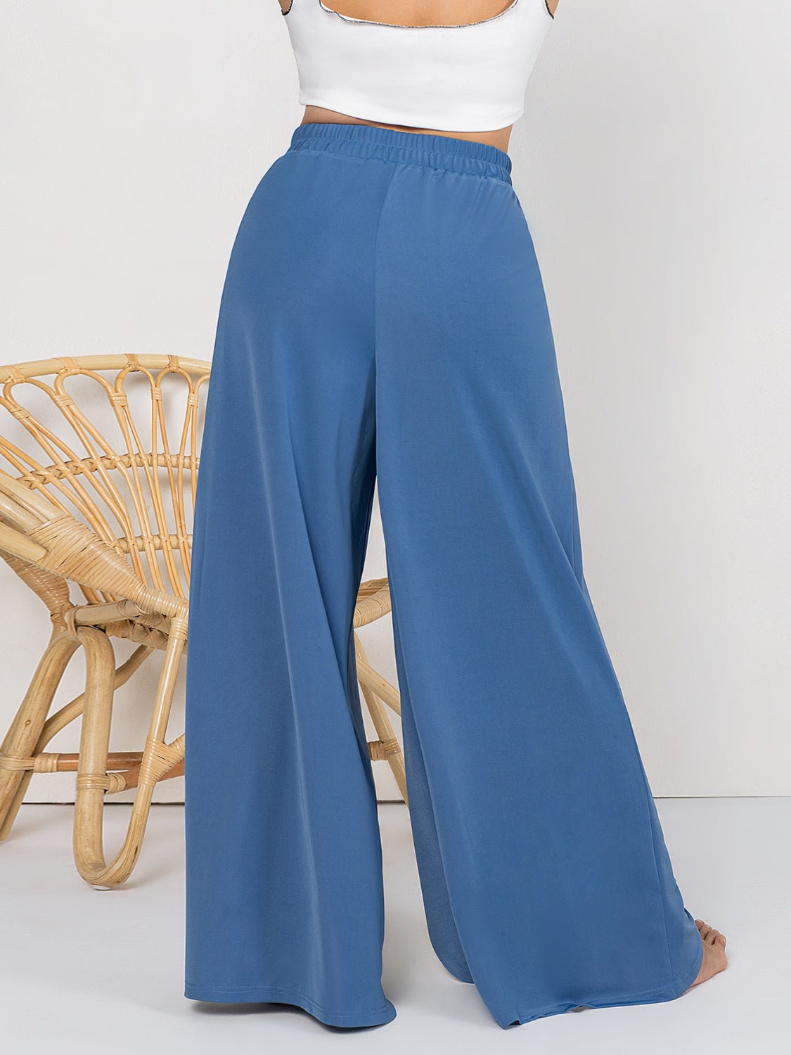 Plus Size Tied Slit Wide Leg Pants-Jewearrings