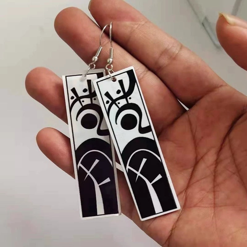 Anime Tokyo Revengers Earrings Jewelry Vintage Tattoo Runes Rectangle Acrylic Pendant Dangle Earrings-Jewearrings