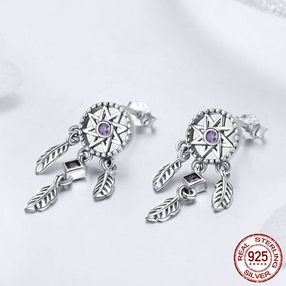 New Fashion Dream Catcher S925 Sterling Silver Stud Earrings-Jewearrings