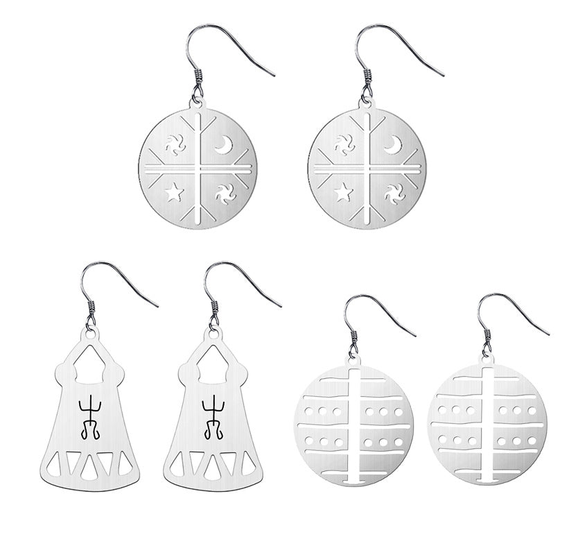 Occult Symbol Dangle Earrings Silver Plated Stainless Steel Geometric Earrings For Women Viking Jewelry-Jewearrings