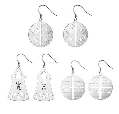 Occult Symbol Dangle Earrings Silver Plated Stainless Steel Geometric Earrings For Women Viking Jewelry-Jewearrings