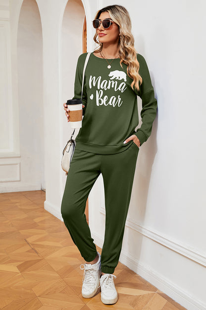 MAMA BEAR Graphic Sweatshirt and Sweatpants Set-Jewearrings