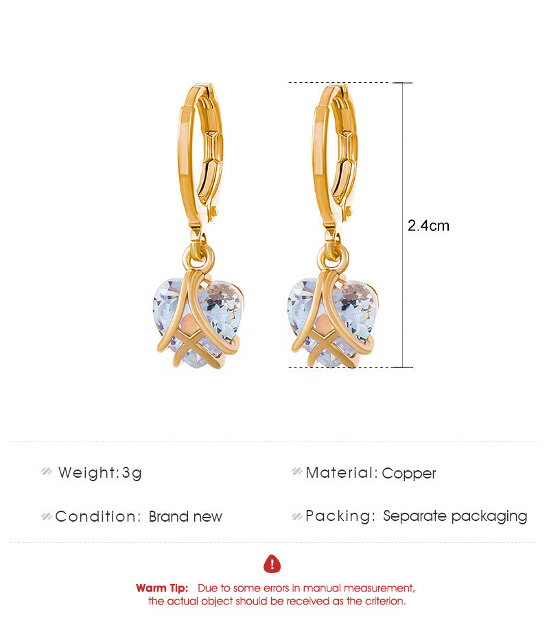 Heart-shaped Zircon Earrings Fashion Personality Winding Peach Ear Clip-Jewearrings