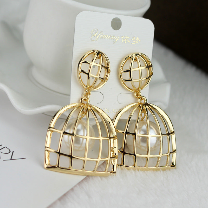 Metal Imitation Pearl Earrings-Jewearrings