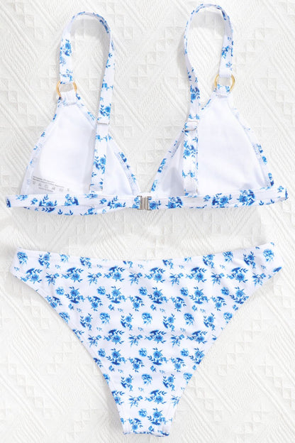 Floral Ring Detail Bikini Set-Jewearrings