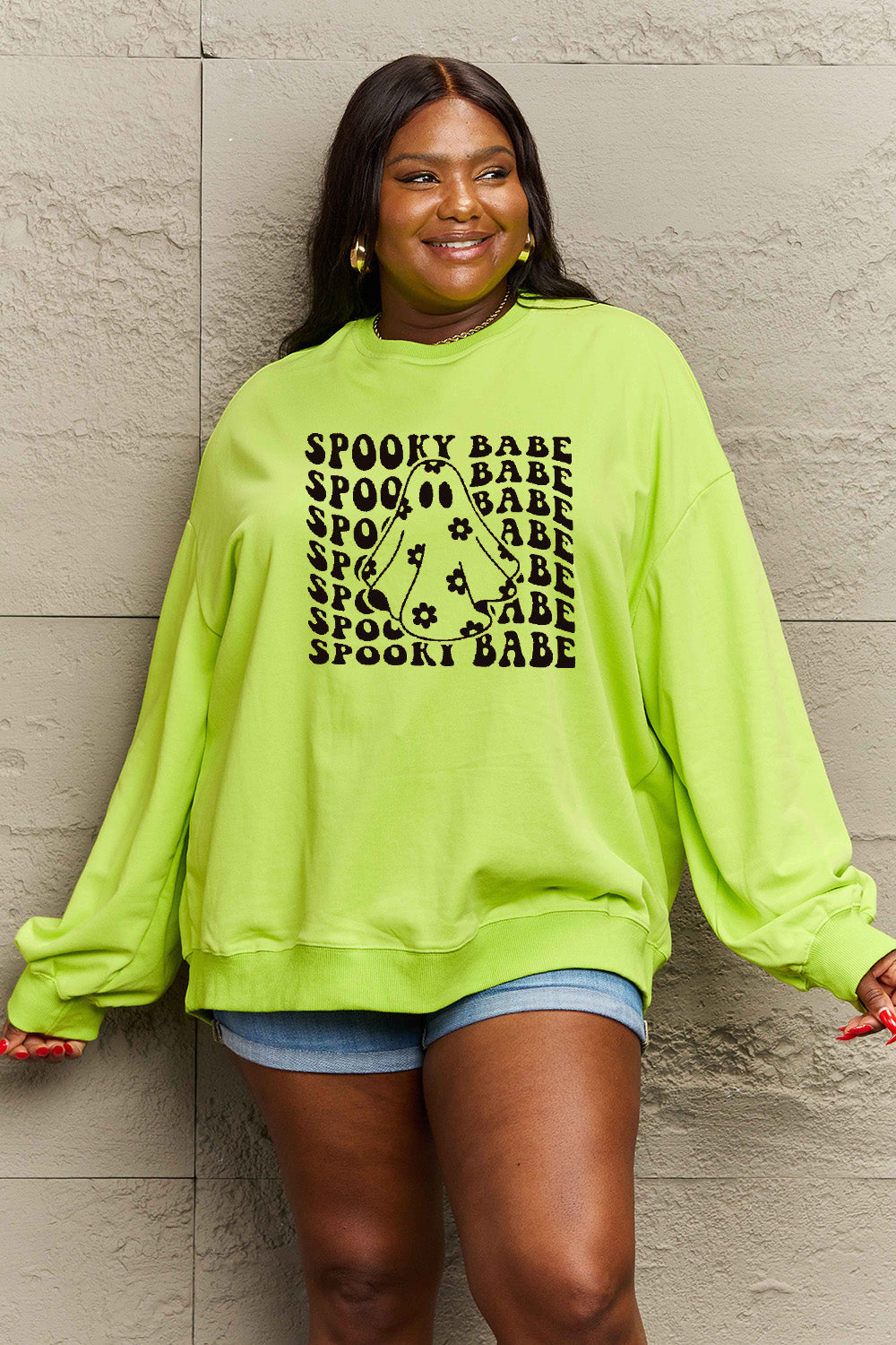 Simply Love Full Size SPOOKY BABE Graphic Sweatshirt-Jewearrings