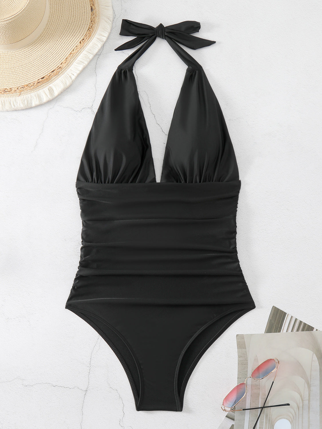 Halter Neck One-Piece Swimwear-Jewearrings