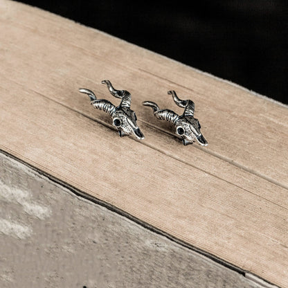 Sterling Silver Punk Vintage Sheep Head Stud Earrings-Jewearrings