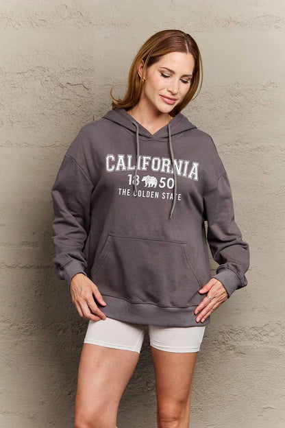 Simply Love Simply Love Full Size CALIFORNIA 1850 THE GOLDEN STATE Graphic Hoodie-Jewearrings