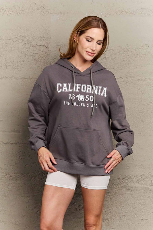 Simply Love Simply Love Full Size CALIFORNIA 1850 THE GOLDEN STATE Graphic Hoodie-Jewearrings