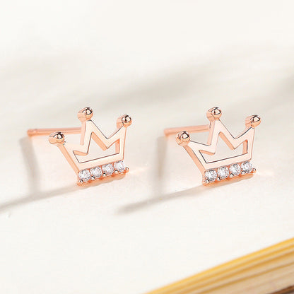 Crown stud earrings with diamonds-Jewearrings