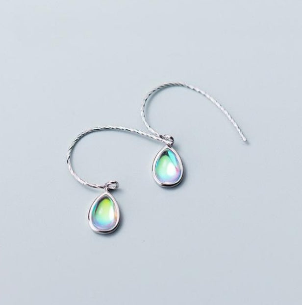 Sterling silver drop-shaped glass gradient earrings female basic ins net red earrings Korean earrings-Jewearrings