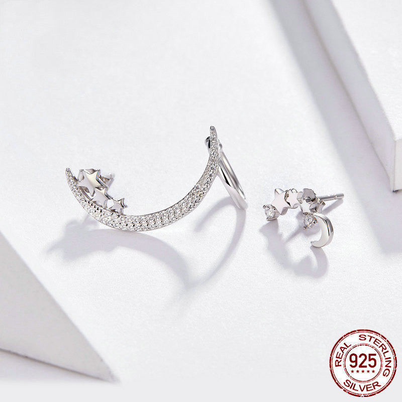 S925 Sterling Silver Earrings Women Fashion Simple Meteors Platinum Plated-Jewearrings