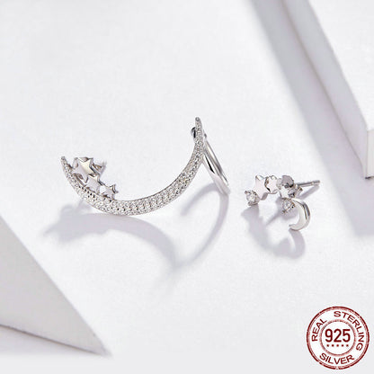 S925 Sterling Silver Earrings Women Fashion Simple Meteors Platinum Plated-Jewearrings