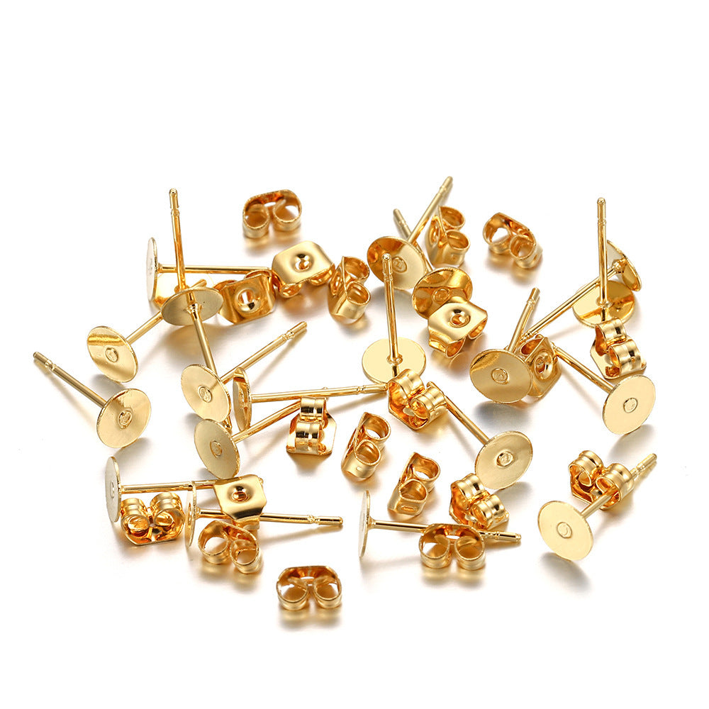 Stainless Steel Studs Flat Disc Stud Holder Auricular Needle Set DIY Earrings-Jewearrings