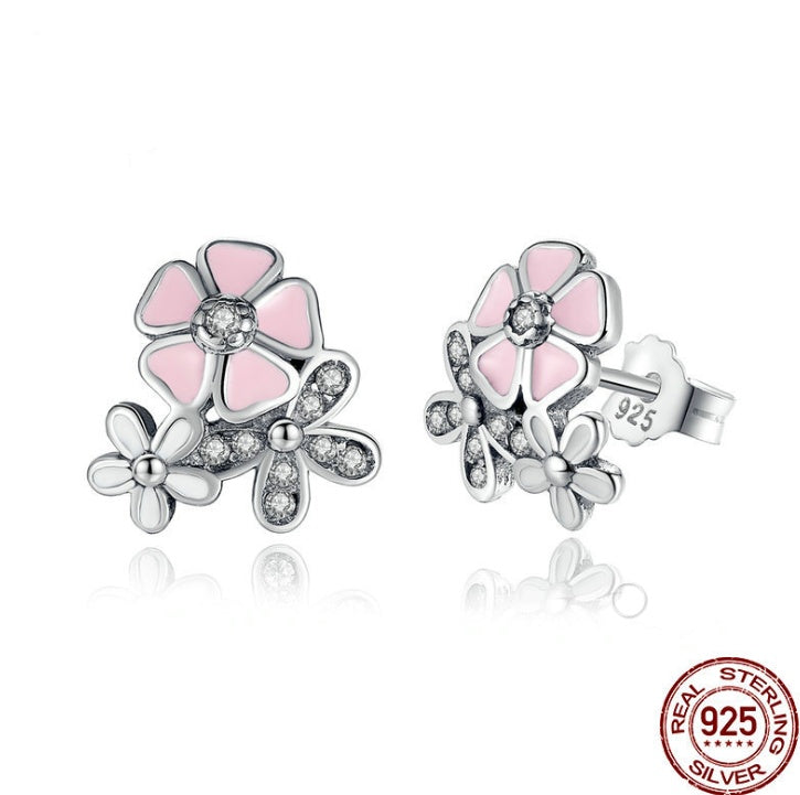 Sterling Silver Daisy Cherry Blossom Earrings-Jewearrings