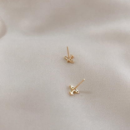 Women's Fashion Sterling Silver Mini Aircraft Stud Earrings-Jewearrings