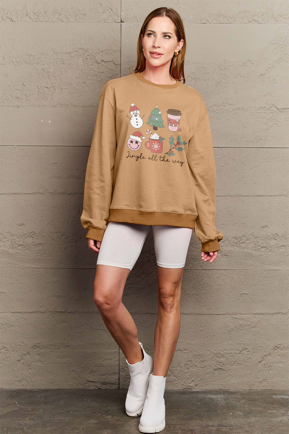 Simply Love Full Size JINGLE ALL THE WAY Long Sleeve Sweatshirt-Jewearrings