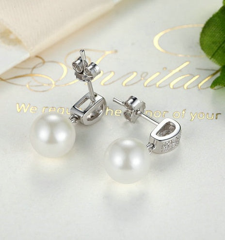 Drop Earrings Fine Jewelry Female Drop Earrings with Pearls Earrings 925 Sterling Silver Jewelry Mother's Day Gift-Jewearrings