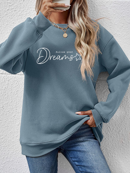 FOLLOW YOUR DREAMS Graphic Sweatshirt-Jewearrings