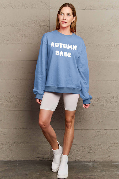 Simply Love Full Size AUTUMN BABE Graphic Sweatshirt-Jewearrings