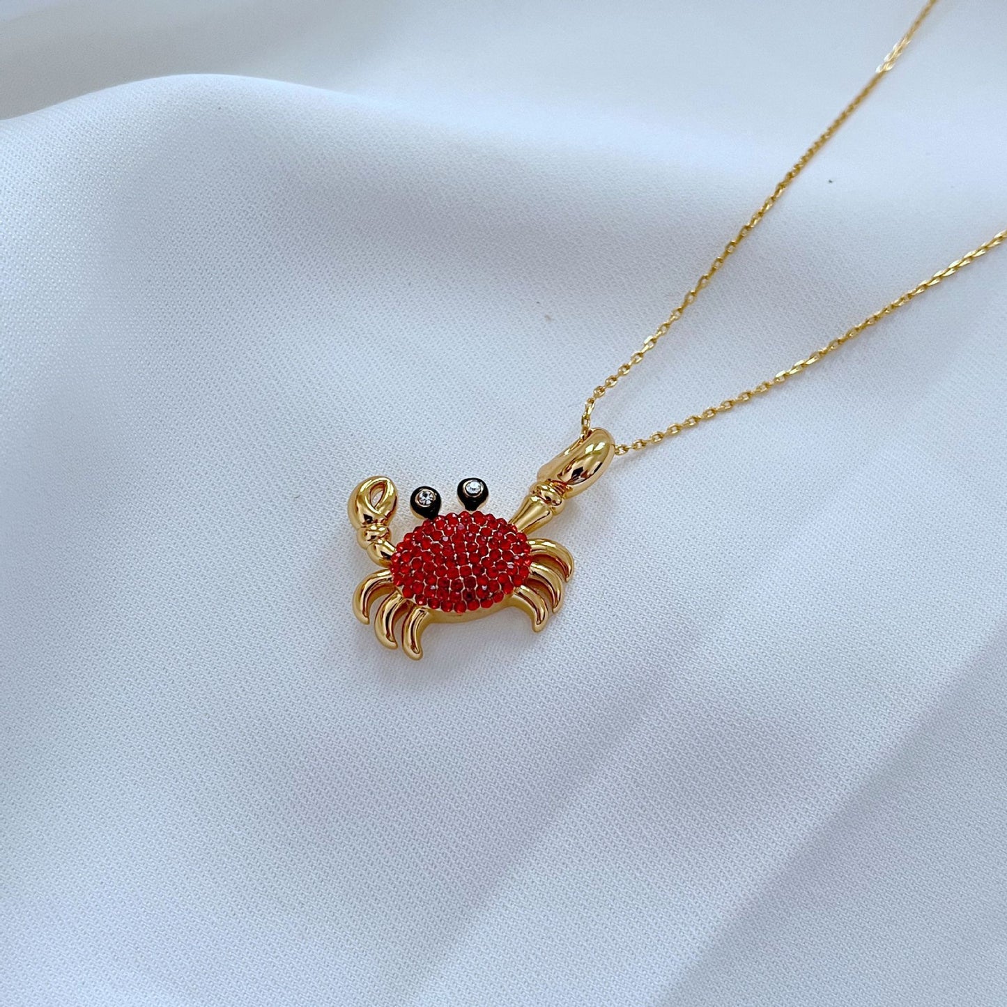 Marine Life Cute Little Crab Shape Asymmetric Stud Earrings Necklace-Jewearrings